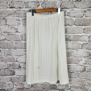 Vintage Sears Knit Midi Skirt  Ivory Gathered Waist Size 16 Measures Smaller